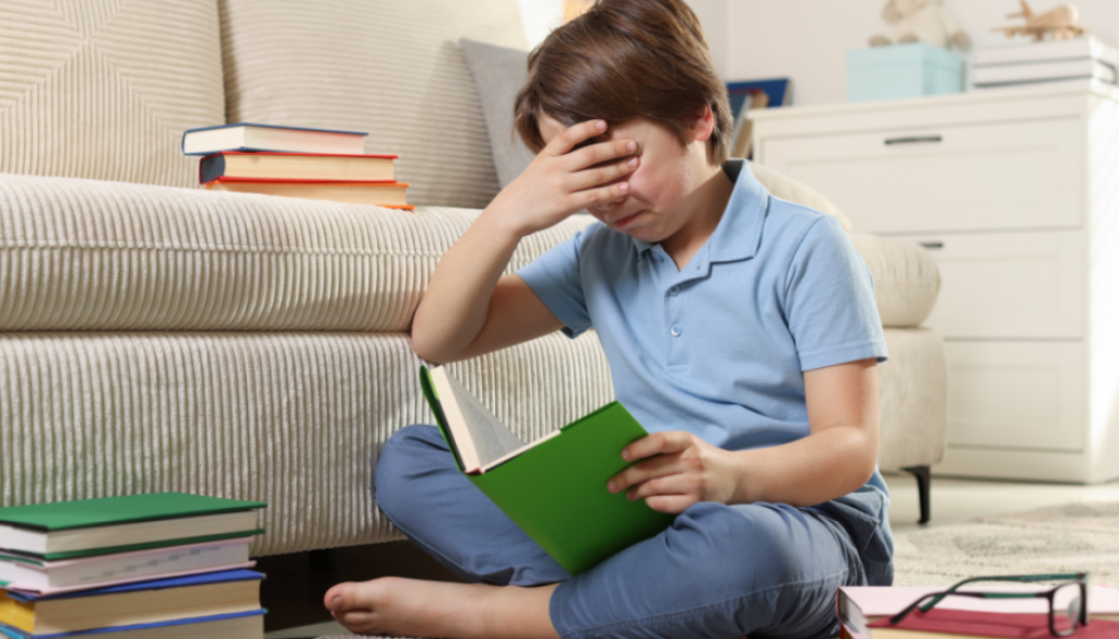 Teenager studying
