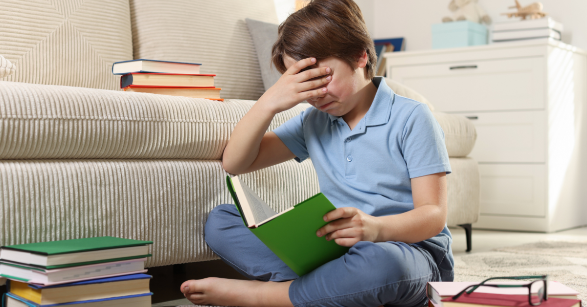 Teenager studying